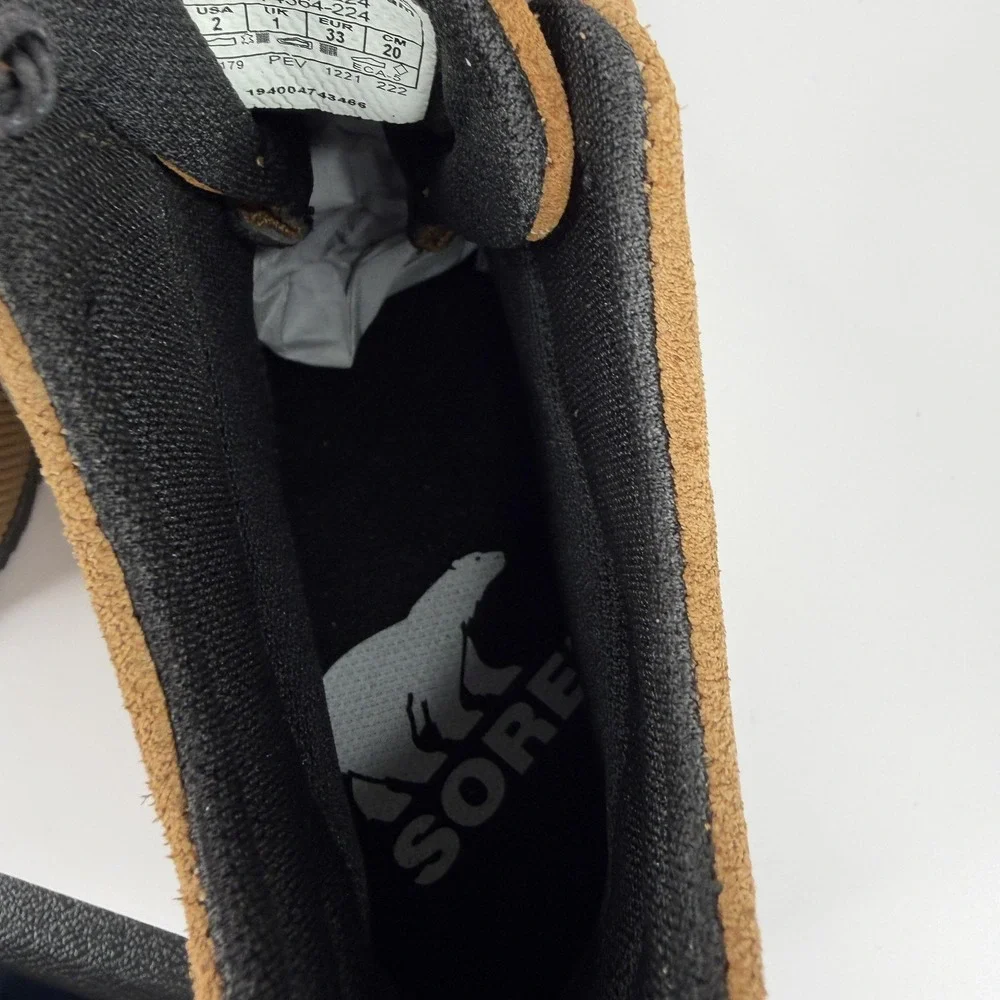Sorel Waterproof Boots Kids Size 2 Brown Suede Duck Ankle Lace Up NY4564-224